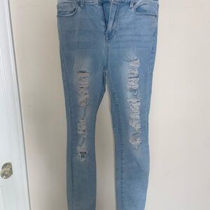 Light Blue Distressed Women Jeans